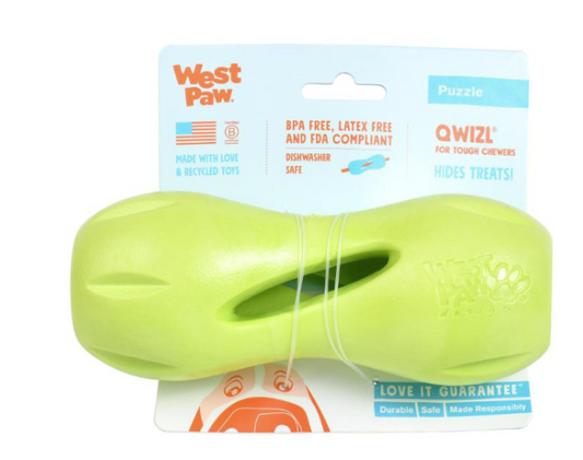 West Paw Qwizl Dog Puzzle Toy Granny Smith Large 6.5"