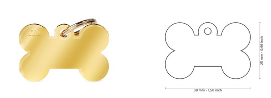 MyFamily Basic Big Bone ID Tag in Gold-Plated Brass