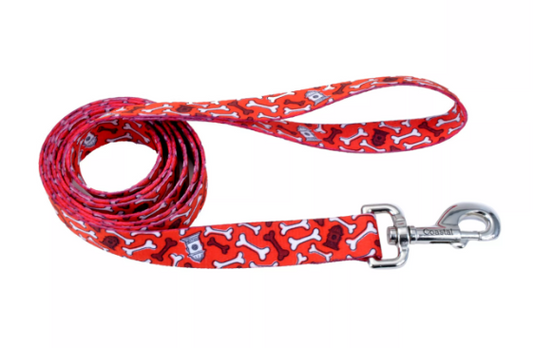 Coastal 1" Leash Red Bones x6'