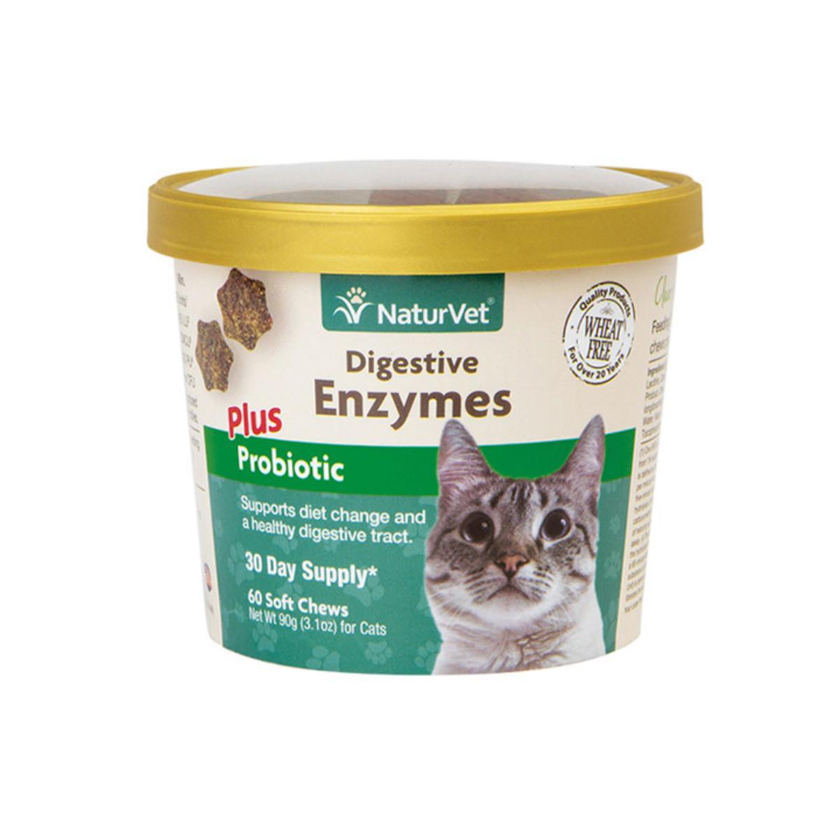 NaturVet Digestive Enzymes w/Probiotics Cat 60ct