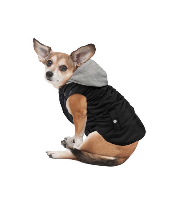 Fashion Pet Reversible Sporty Puffer w/ Hood Black XSM