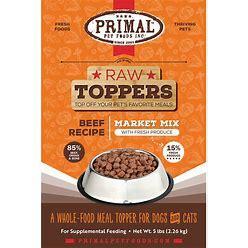 Primal Frozen Raw Toppers Beef 5#