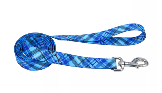 Coastal 1" Leash Plaid Bones x6'