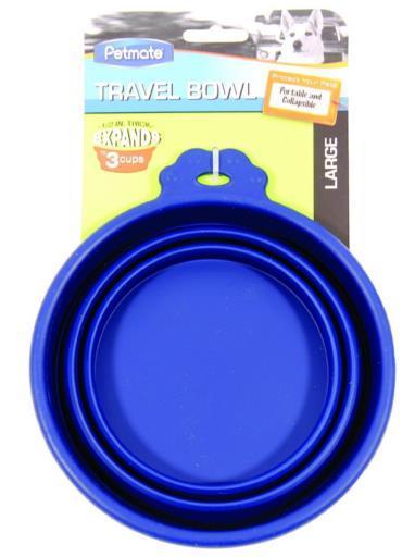 Petmate Travel Bowl 3 cup Blue