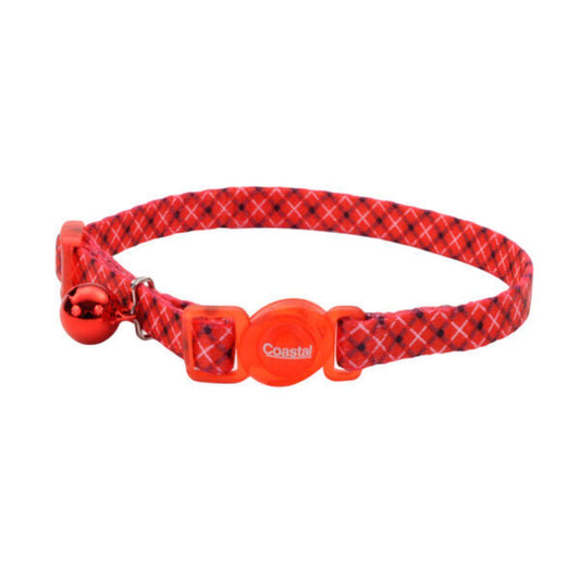 Coastal 3/8" Safe Cat Collar Red Plaid 8"-12"