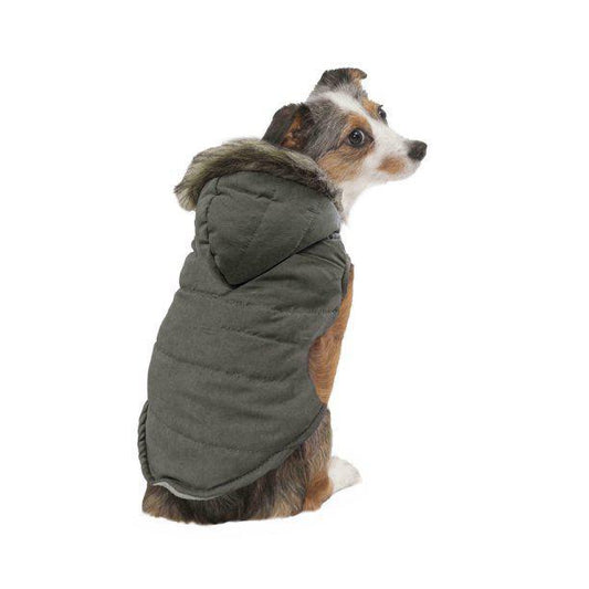 Fashion Pet Velvety Puffer Coat Grey SM