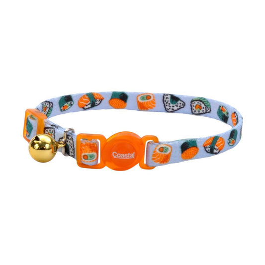 Coastal 3/8" Breakaway Cat Collar Sushi Blu 8"-12"