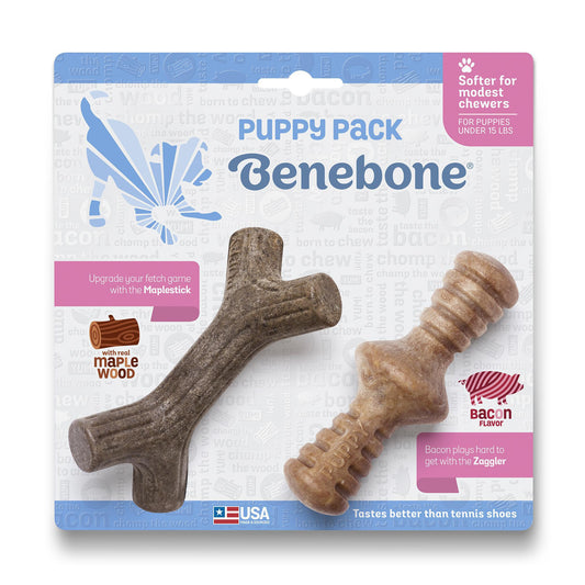 Benebone Bacon Stick & Zaggler Puppy 2pk