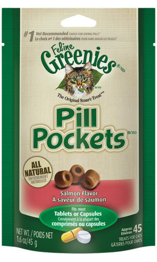 Greenies Salmon Tablet Pockets CAT 45ct