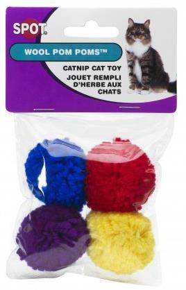 Spot Wool Pom Poms w/ Catnip 4pk