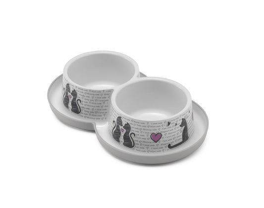 Moderna Cats In Love Double Bowl 1.5 cup