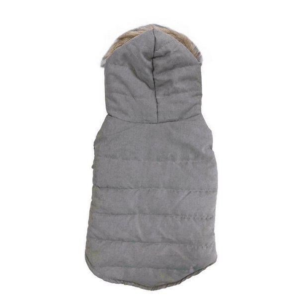 Fashion Pet Velvety Puffer Coat Grey MD