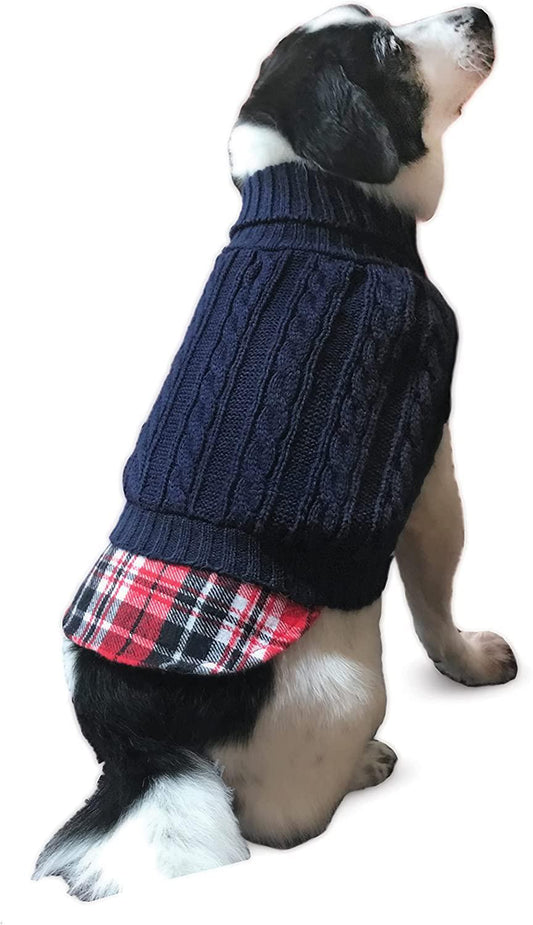 Fashion Pet Un-Tucked Cable Sweater Navy XSM