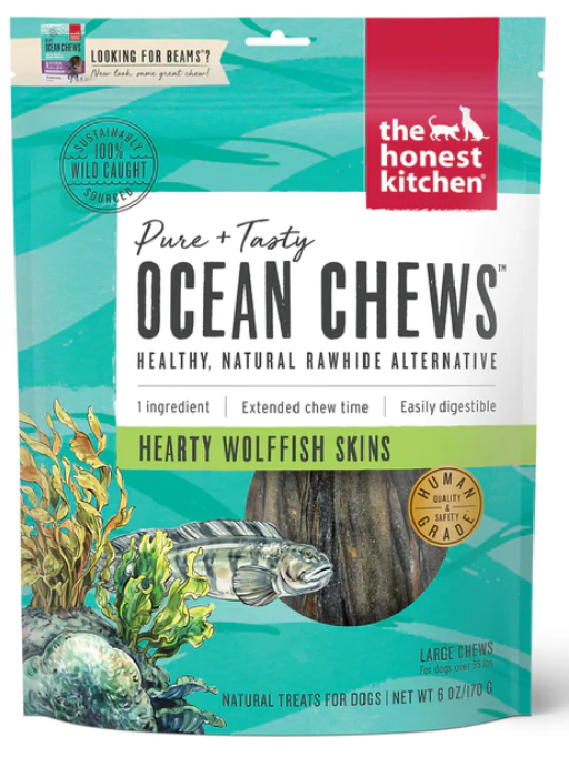 Ocean Chews Wolffish Skins LG 6z